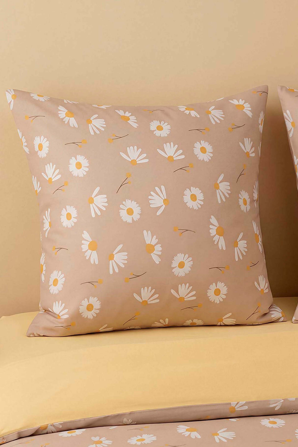 Taupe Gänseblümchen Baumwoll-Bettwäsche-Set