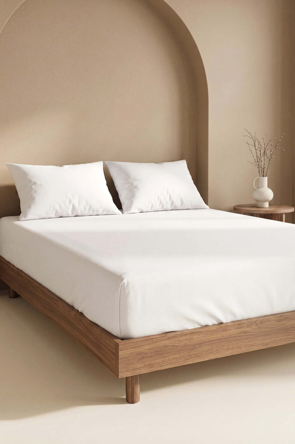 Weißes Doppelbett-Baumwoll-Bettlaken ohne Gummizug