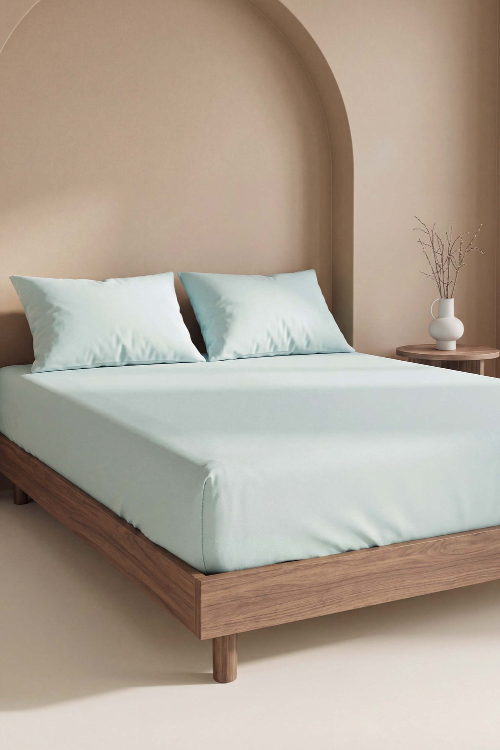 Hellgrünes Doppelbett-Baumwoll-Spannbettlaken ohne Gummizug