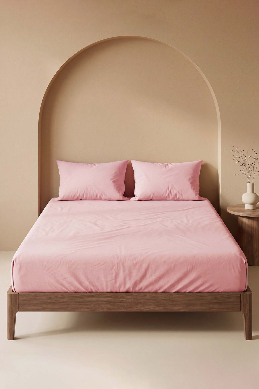 Puderrosa Doppelbett-Baumwoll-Bettlaken ohne Gummizug