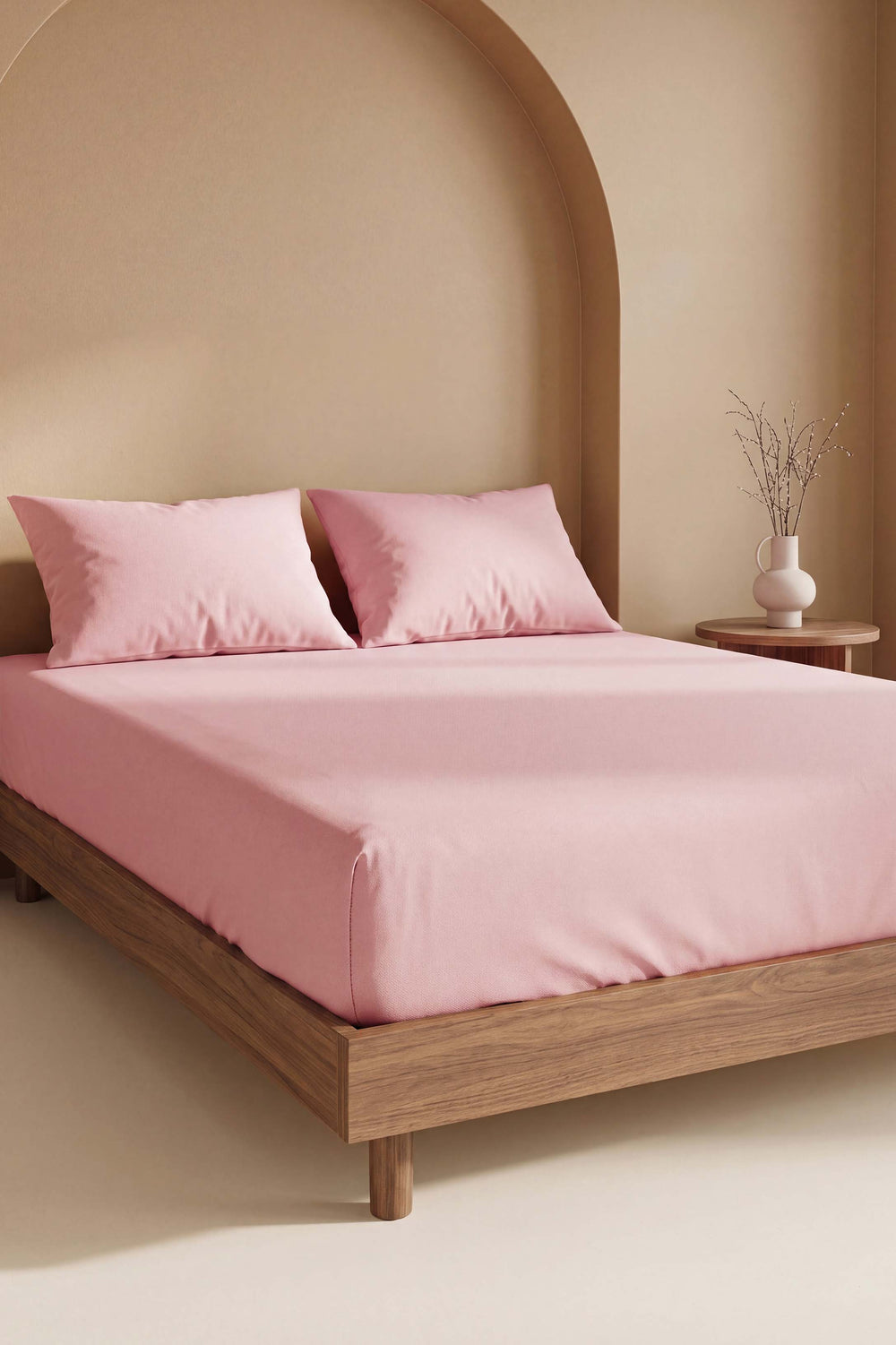 Puderrosa Doppelbett-Baumwoll-Bettlaken ohne Gummizug