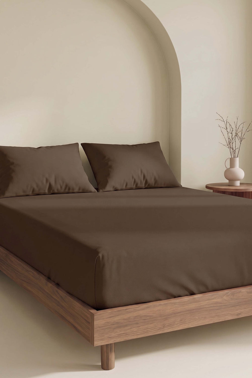 Braunes Doppelbett-Baumwoll-Bettlaken ohne Gummizug