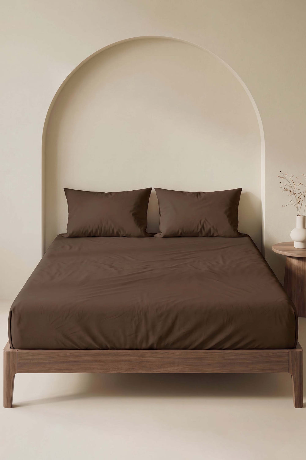 Braunes Doppelbett-Baumwoll-Bettlaken ohne Gummizug
