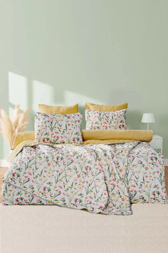 Botanisches Doppelbett-Tagesdecken- und Steppdecken-Set – 7-teiliges Brautset