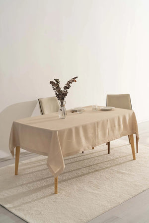 Nora Beige Eck-Tischdecke im Envelope-Stil, 150 x 220 cm
