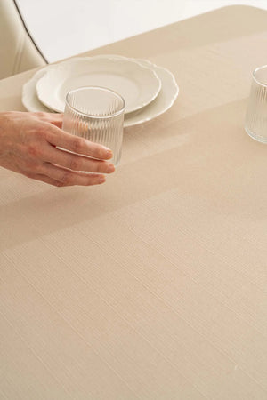 Nora Beige Eck-Tischdecke im Envelope-Stil, 150 x 220 cm