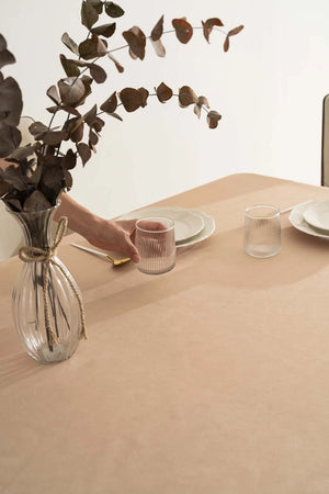 Silvio Tischdecke mit lachsfarbener Spitze und Blumenmuster, 160 x 220 cm