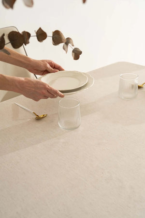 Elegante beige Doppelreihen-Guipure-Tischdecke 160x220 cm
