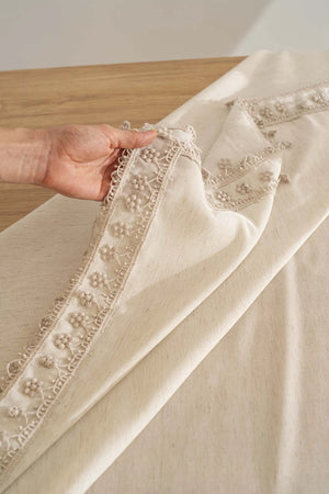 Elegante beige Doppelreihen-Guipure-Tischdecke 160x220 cm