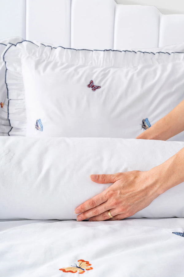 Doppelbett-Bettwäscheset mit Schmetterlingsstickerei aus 100 % Baumwolle, 6-teilig & Braut-Set