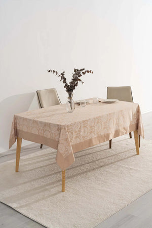 Damaszener Cappuccino-Tischdecke 160x220 cm