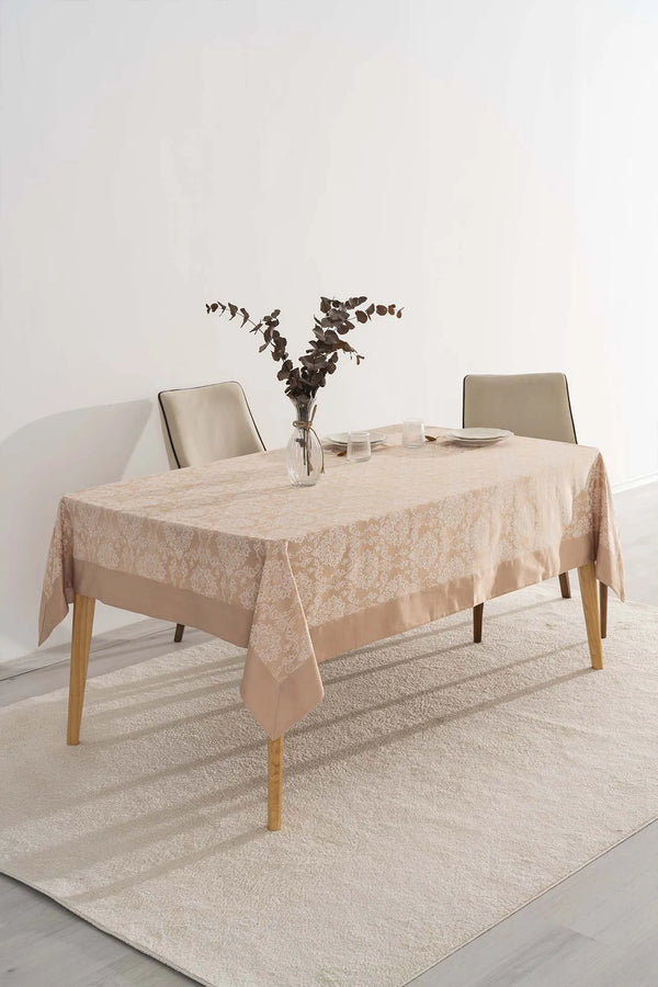 Damaszener Cappuccino-Tischdecke 160x220 cm