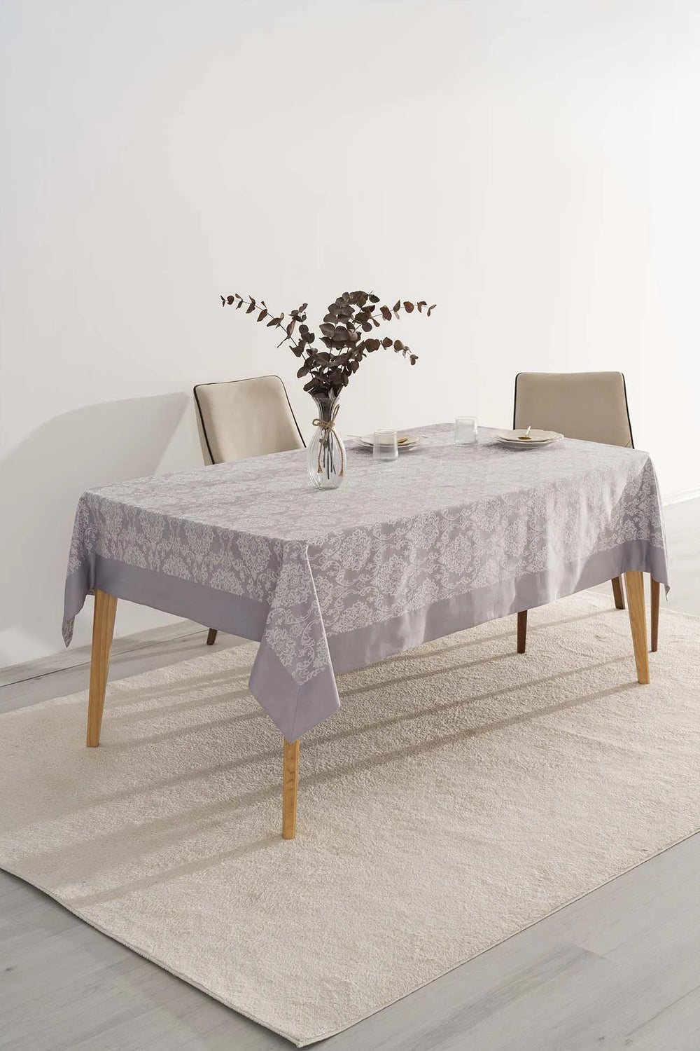 Damaskusgraue Tischdecke 160x220 cm