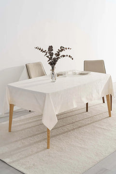 Damast-Tischdecke in Creme, 160 x 220 cm