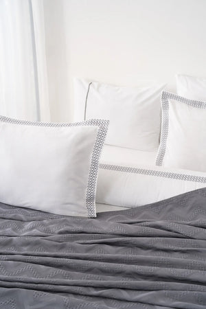 Noemi Grey Doppelbettwäsche-Set aus 100 % Baumwolle, 7-teilig, Brautset