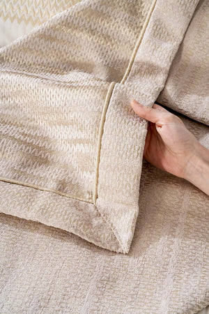 Alina Cappuccino besticktes Doppelbettwäsche-Set – 4-teiliges Brautset