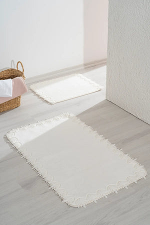 Bella Ekru 2-teiliges waschbares Bad- und WC-Matten-Set