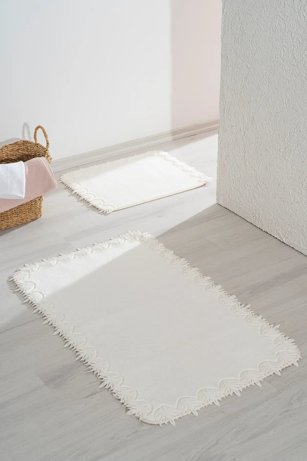 Bella Ekru 2-teiliges waschbares Bad- und WC-Matten-Set