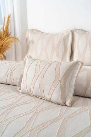 Carina Cappuccino besticktes Doppelbettwäsche-Set - 4-teiliges Brautset