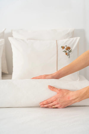 Donna Beige besticktes Doppelbettwäsche-Set aus Baumwolle - 6-teiliges Brautset
