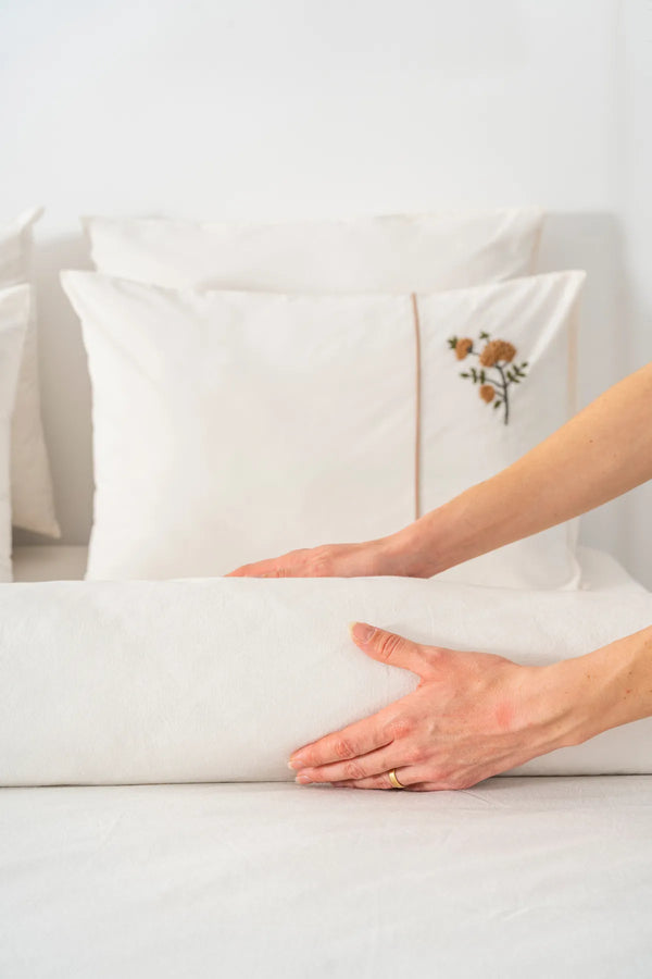 Donna Beige besticktes Doppelbettwäsche-Set aus Baumwolle - 6-teiliges Brautset