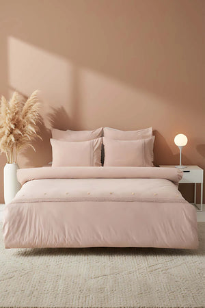Grace Cappuccino Bettwäsche-Set mit Spitzenbesatz, 100 % Baumwolle, 6-teilig, Braut-Set