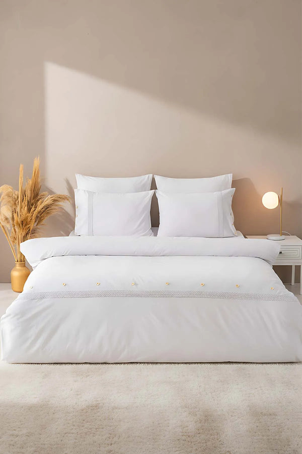 Grace Stone Spitzen-Bettwäscheset aus 100 % Baumwolle, 6-teilig, für Brautpaare