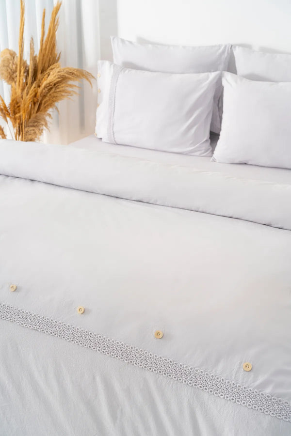 Grace Stone Spitzen-Bettwäscheset aus 100 % Baumwolle, 6-teilig, für Brautpaare