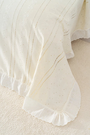 Esila Off-White Rüschen-Bettwäscheset für Doppelbetten – 7-teiliges Brautset