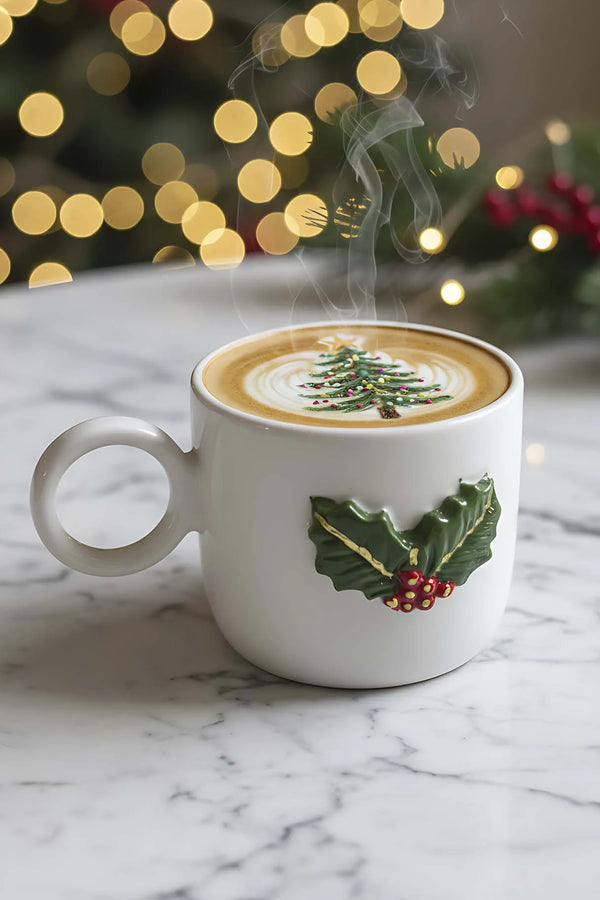 Kokina Amore 24K Goldverzierte handgefertigte Keramik-Doppelkaffeetasse, Becher, Tasse – Weihnachtsgeschenk