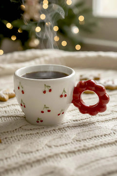 Kiraz Amore – Handgefertigte Keramik-Doppeltasse, Becher, Tasse – Weihnachtsgeschenk