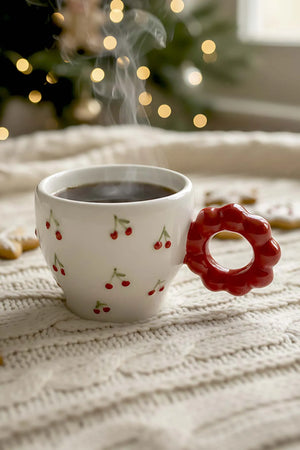 Kiraz Amore – Handgefertigte Keramik-Doppeltasse, Becher, Tasse – Weihnachtsgeschenk