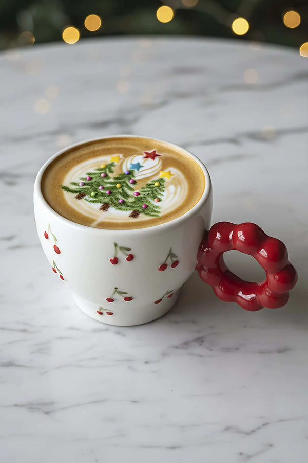 Kiraz Amore – Handgefertigte Keramik-Doppeltasse, Becher, Tasse – Weihnachtsgeschenk
