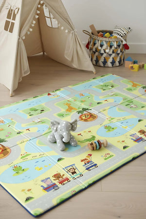 Faltbare Spielmatte „Grüner Hindernisparcours“ für Kinder, 130 x 200 cm