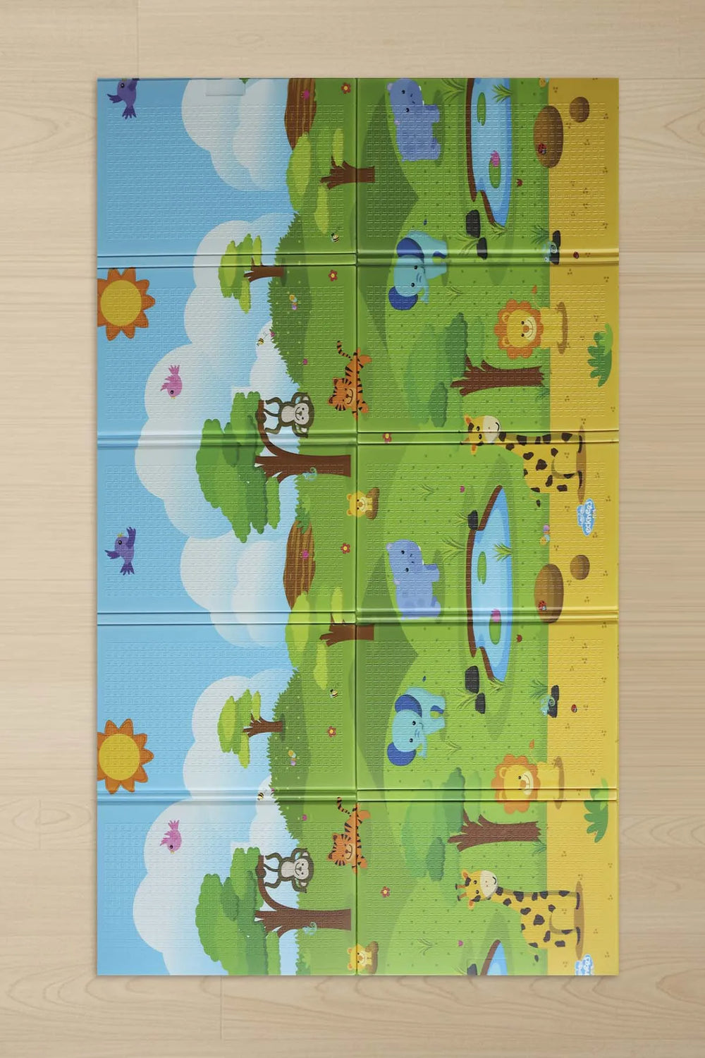 Faltbare Spielmatte für Kinder mit Zoo-Motiv, 130 x 200 cm