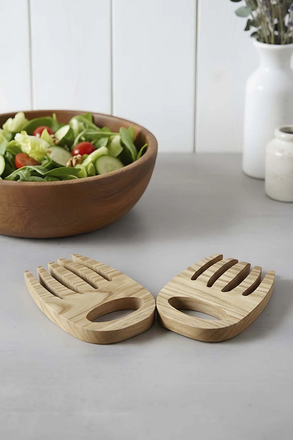 Set aus 2 Salatgabeln aus Holz, Kastanienholz