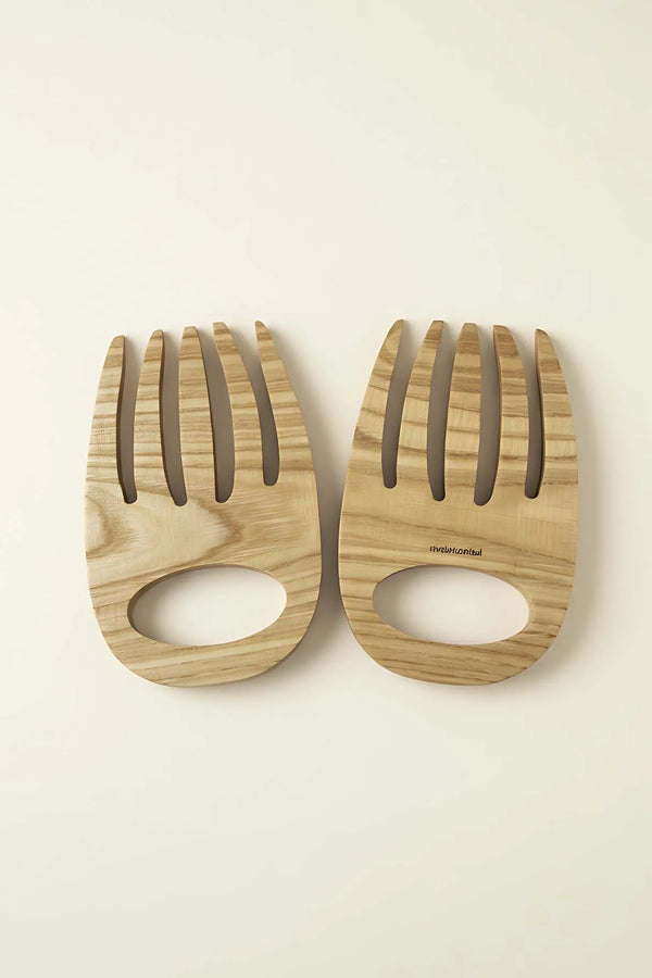 Set aus 2 Salatgabeln aus Holz, Kastanienholz