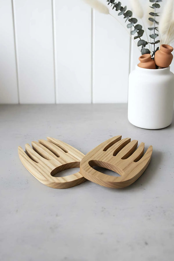 Set aus 2 Salatgabeln aus Holz, Kastanienholz