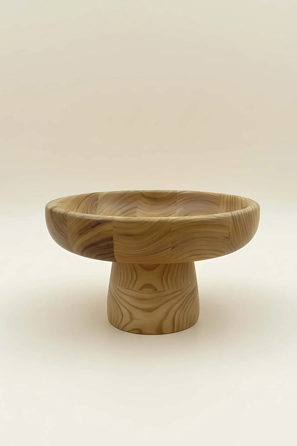 Servierschale aus Kastanienholz mit Holzständer, Serviertablett