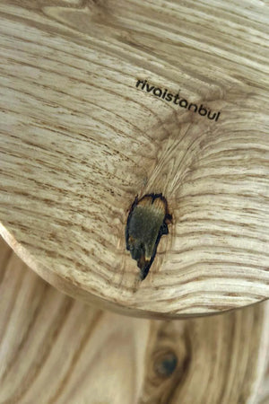 Servierschale aus Kastanienholz mit Holzständer, Serviertablett