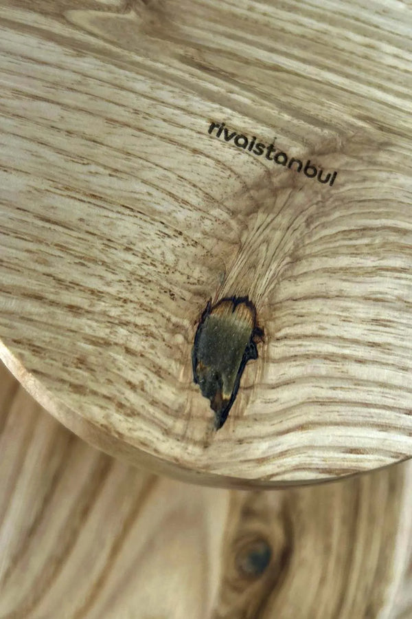 Servierschale aus Kastanienholz mit Holzständer, Serviertablett