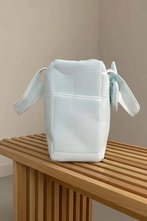 Wickeltasche mit blauem Teddybär-Schleifenmuster