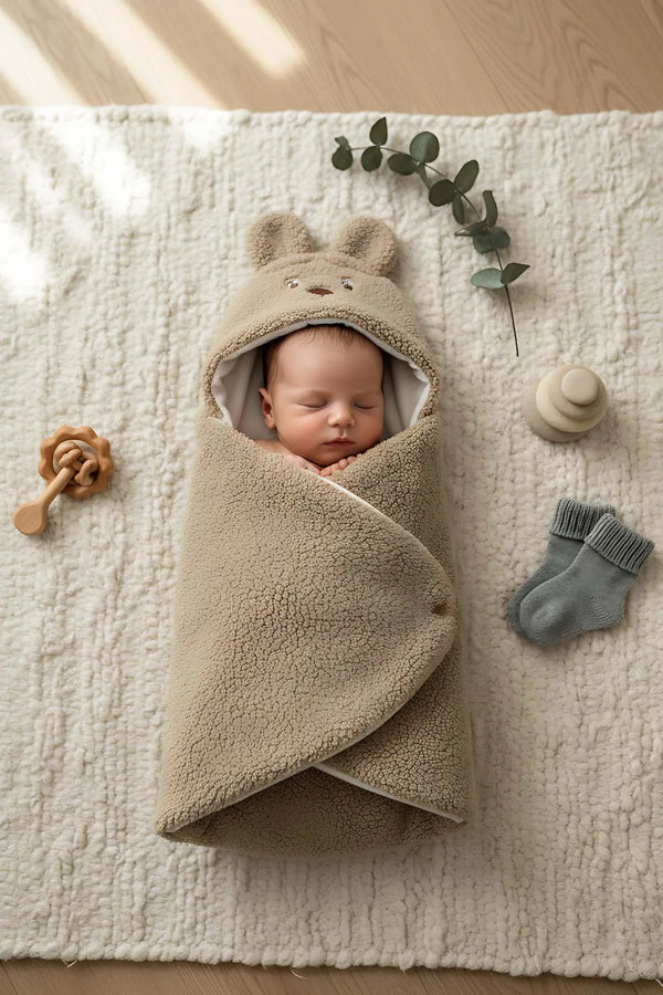 Plüsch-Babydecke mit Hasenohren