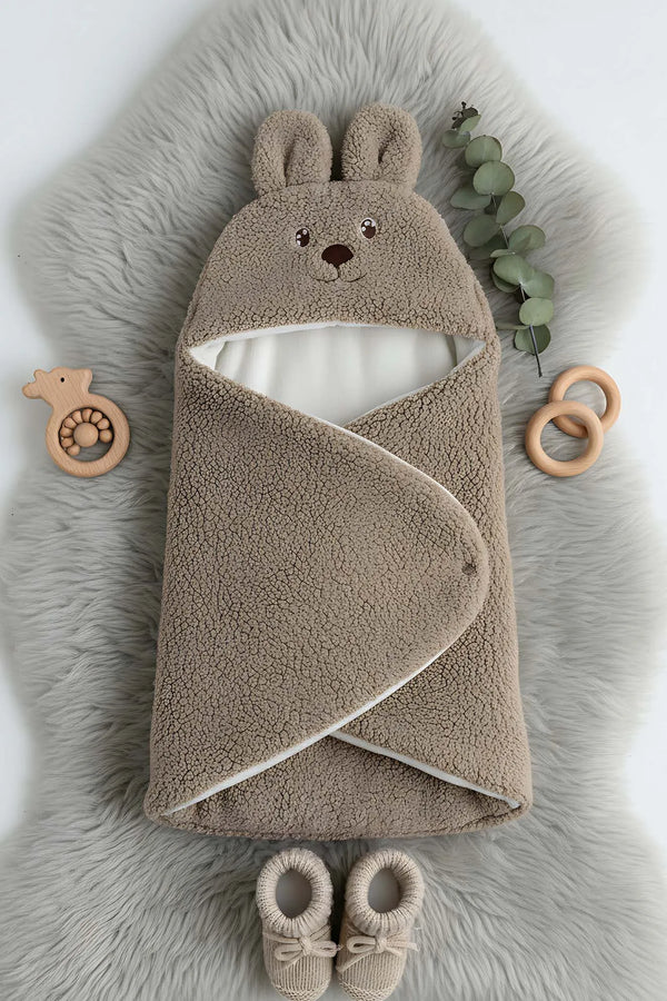 Plüsch-Babydecke mit Hasenohren