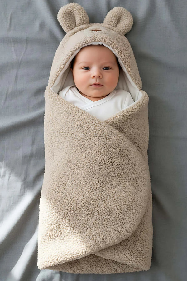 Plüsch-Babydecke mit Hasenohren