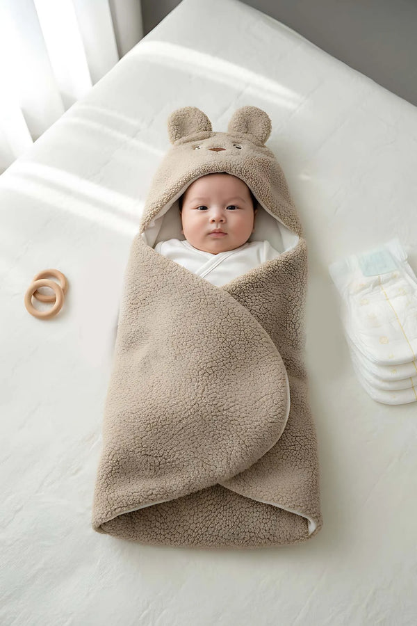 Plüsch-Babydecke mit Hasenohren
