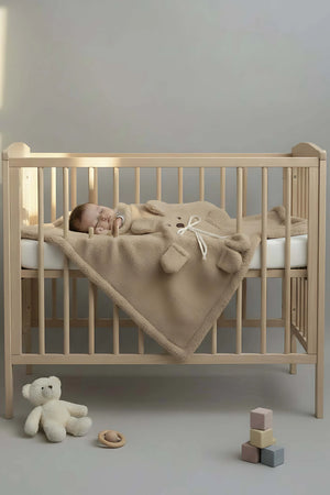 Braune Plüsch-Babydecke mit Teddybär-Motiv
