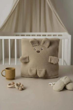 Braune Plüsch-Babydecke mit Teddybär-Motiv