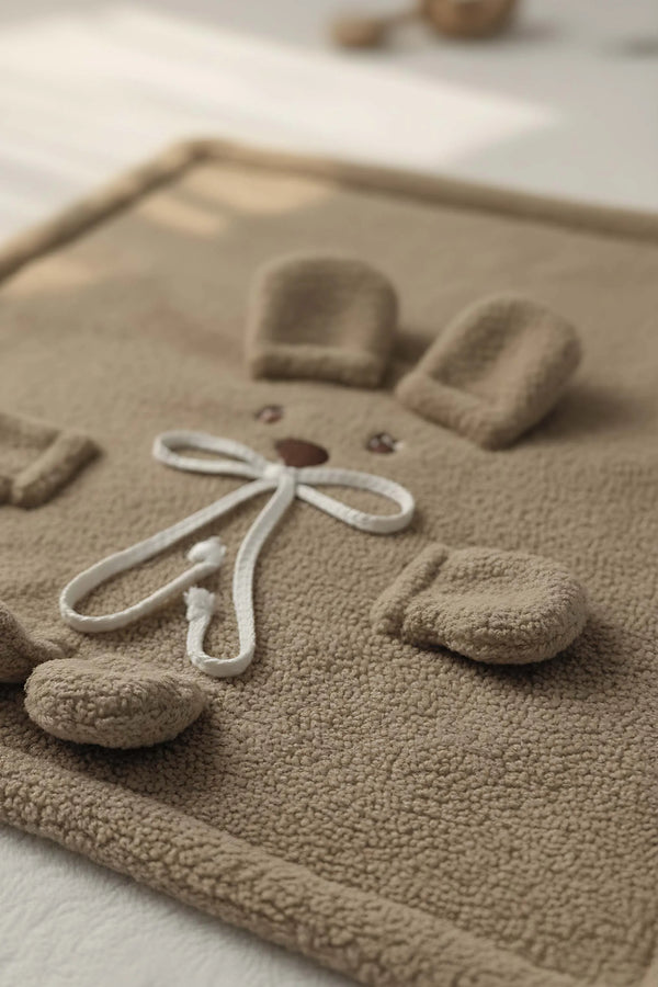 Braune Plüsch-Babydecke mit Teddybär-Motiv