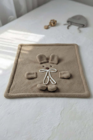 Braune Plüsch-Babydecke mit Teddybär-Motiv